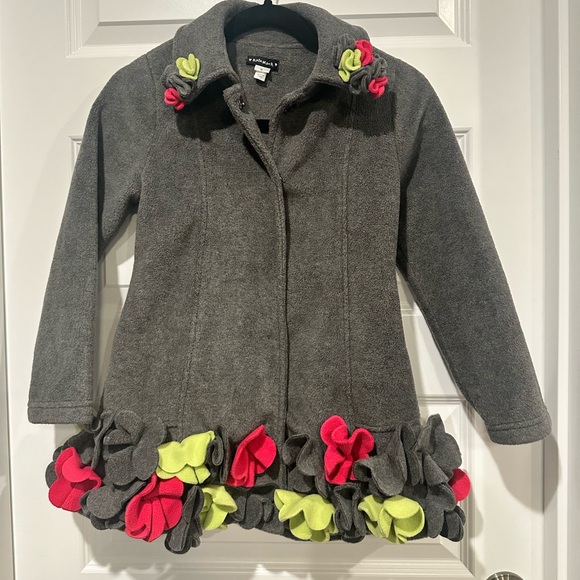 Kate Mack Girls Size 8 Floral Ruffle Trim Coat – EUC - Picture 1 of 4